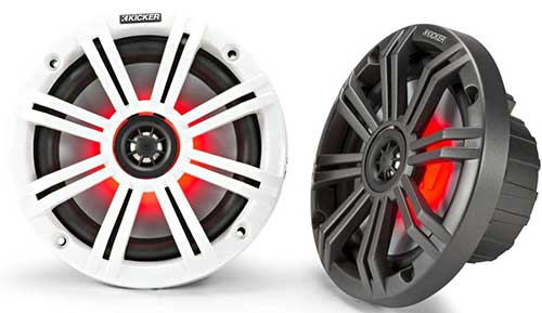 Haut-parleurs marins Kicker KM65 LED grille grise