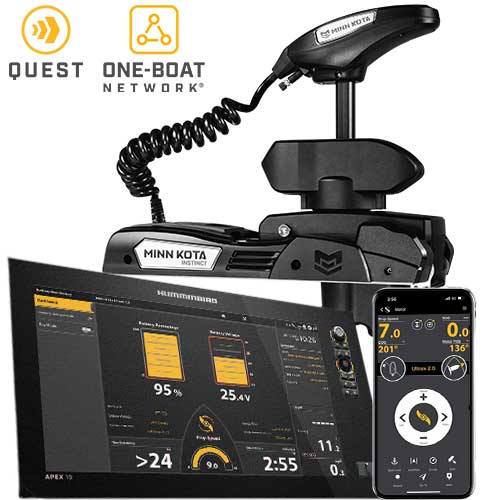 Connectivité humminbird et one-boat network du moteur avant Minn Kota Riptide Instinct Quest noir
