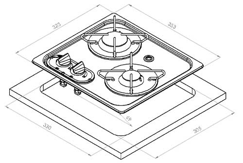 plaque de cuisson en inox NL22001